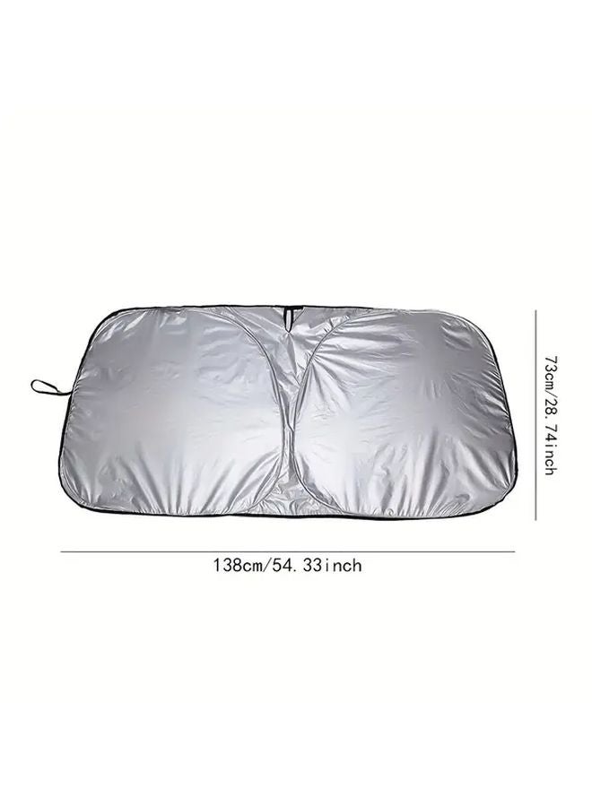 Black Small Foldable Car Windshield Sunshade Front Window Cover UV Protection Interior Cooling - Image 3